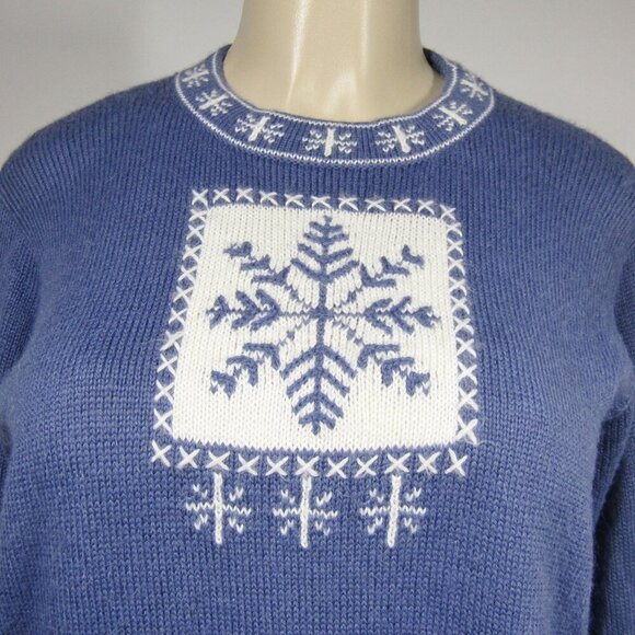ALPACA Imports S HAND MADE Snowflake Purple Cottagecore Sweater Peru Ski Cozy - Picture 2 of 9